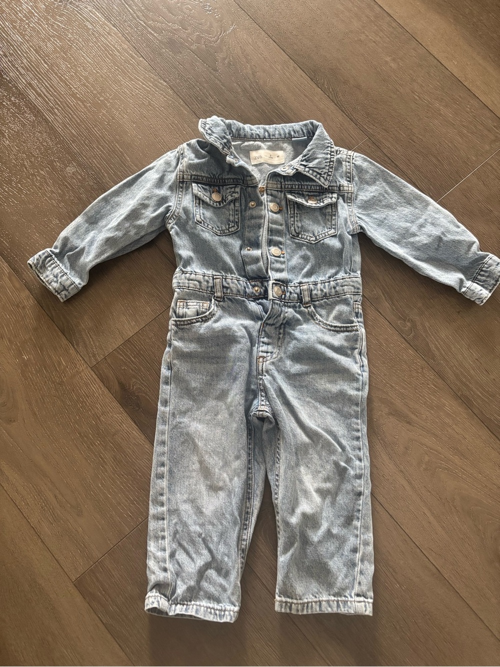 Zara Light Blue Denim Jumpsuit for Kids